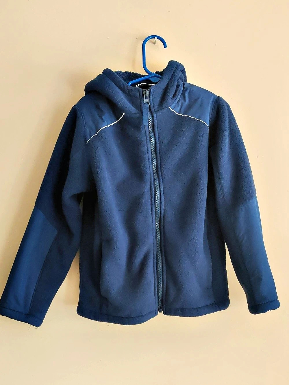 Lands End Navy Kids Size 5/6 Fleece Hooded Hoodie Zip Up Jacket